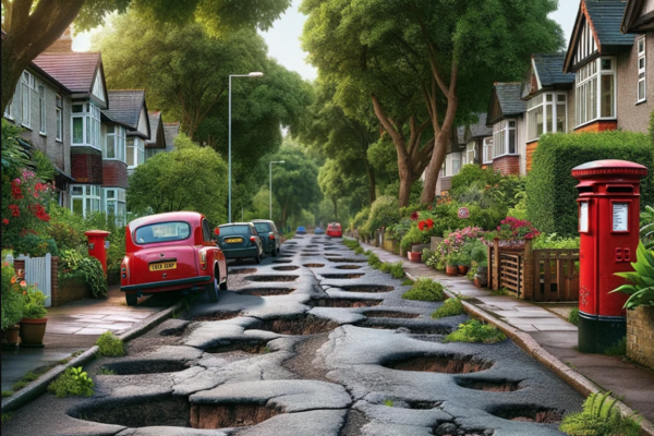 AI generated pothole strewn street
